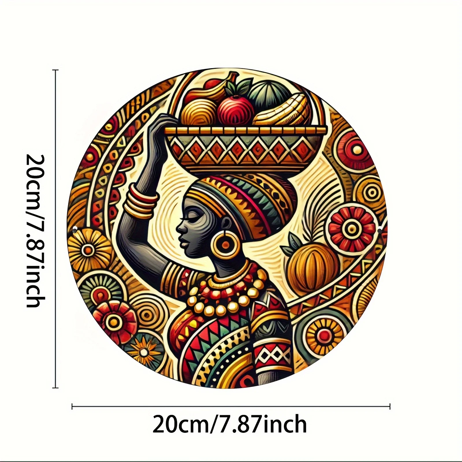 1pc Vibrant African Woman Metal Wall Art - 8x8