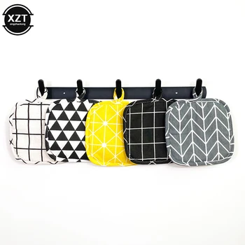 Guantes aislantes nórdicos para horno microondas, antiquemaduras, resistentes a altas temperaturas, almohadilla de algodón y lino