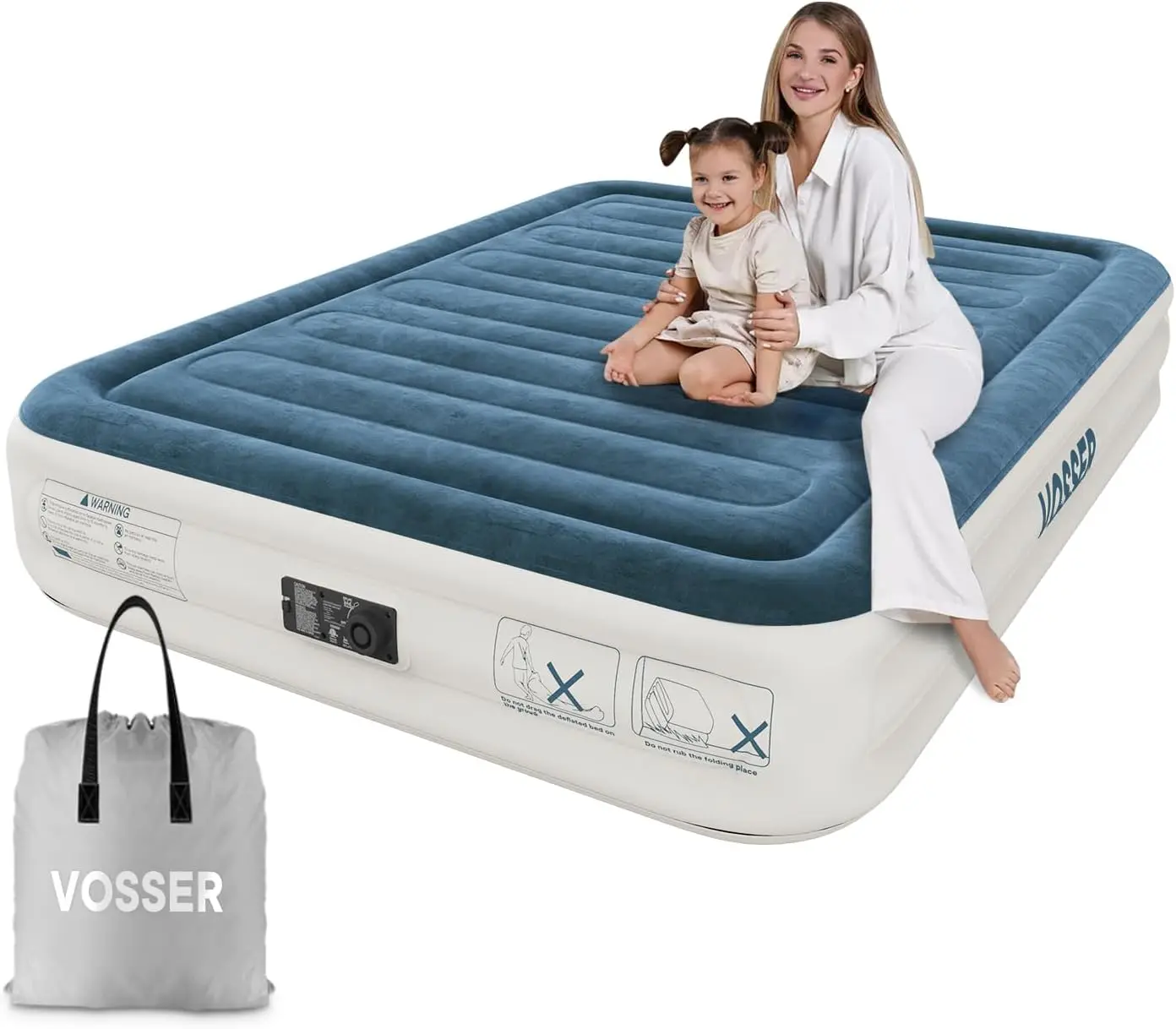 Air Mattress Full With Built In Pump,Inflatable Mattress 2 Mins Self-Inflation/Deflation,Thicker Blow Up Mattress