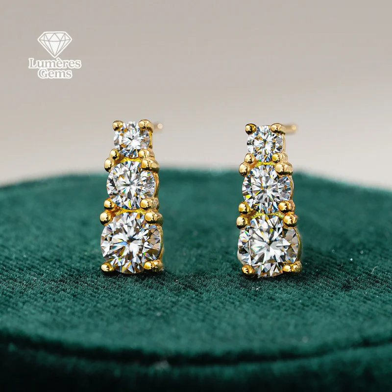 

LumièRe Gems Pure 18K Moissanite Earrings - Exquisite And Classic Design For Women, Featuring Advanced Diamond Display Technolog