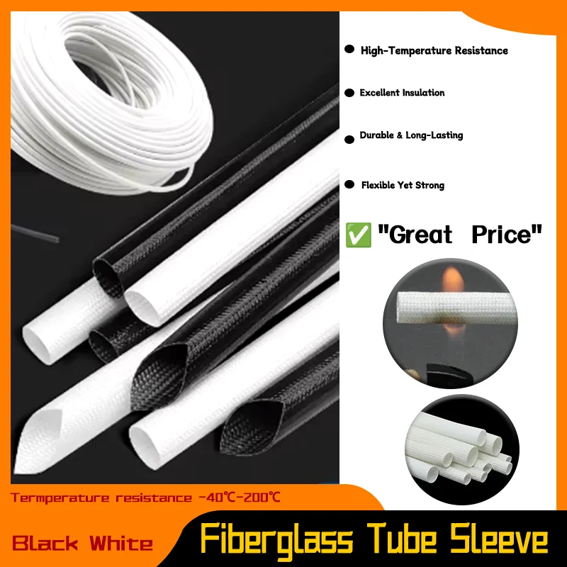 

1 ~ 25mm Silicone Resin Braided Flame Resistant Fiber Glass Insulate Cable Wire Protect Sleeve High Temperature Fiberglass Tube