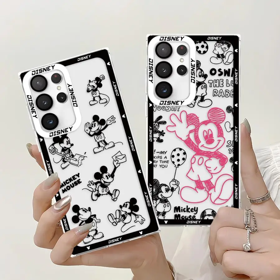 Disney Mickey Mouse Logo Clear Case for Samsung Galaxy S24 Ultra S20 FE S21 S22 S23 Ultra S10 Plus Note 20 Ultra 10 Plus S23 FE