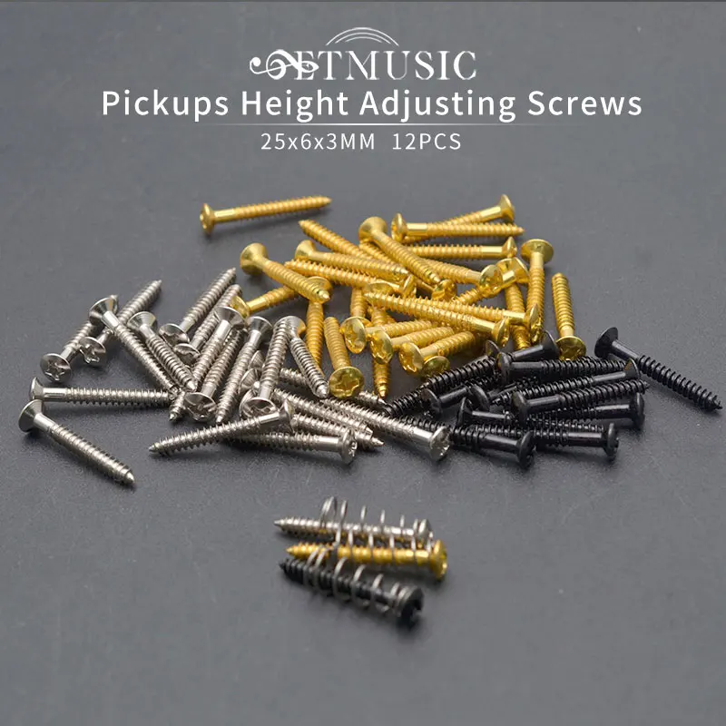 

Guitar Single Coil Pickups Height Adjusting Screws 25x6MM Guitar Bridge Strap Button fixing Screw Black/Gold/Chrome