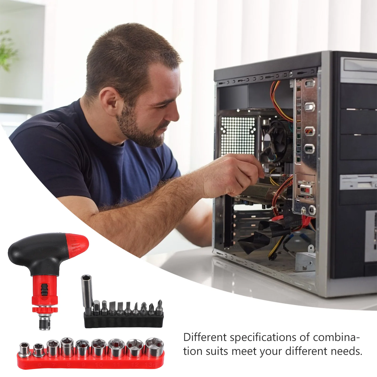 

1Set T-Handle Ratchet Screwdriver Kit High Grade Chrome Vanadium Steel Durable Repair Tools Ratchet Screwdriver