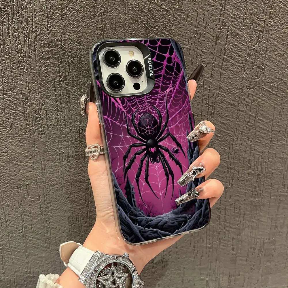 

Black spider pattern Phone Case case for iPhone17 16 15 14 13 12 11 Pro/ Max/Plus shock-proof rear cover anti-fingerprint