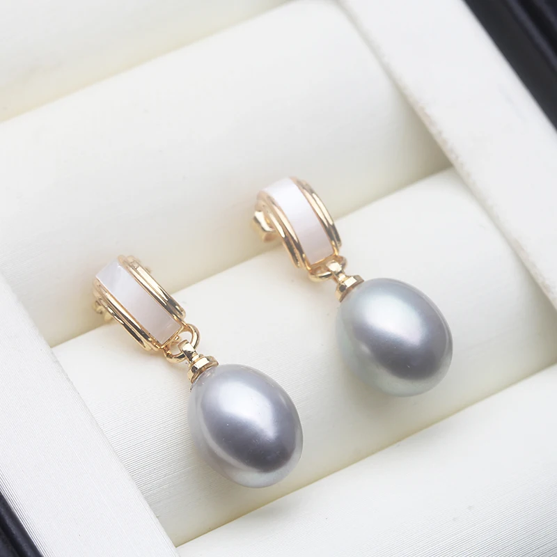 Echte Ohrringe aus 925er Silber mit natürlichen Süßwasserperlen, luxuriöse Hochzeits-Perlenohrringe, Geschenk für Frau, Mutter, Geburtstag, Weiß, Schwarz – Detail 5