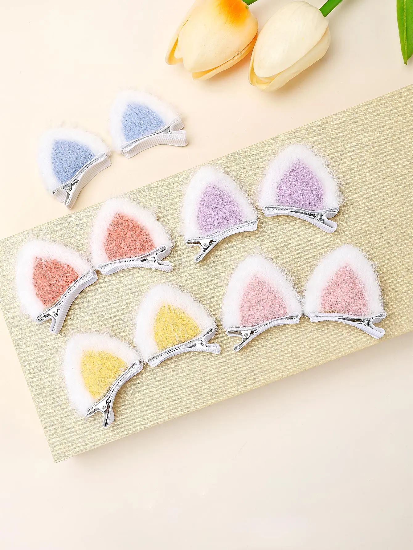 10pcs Furry Cat Ear Hair Clips for Girls Toddler Girls Headwear Wearing Party Decoration Kids Baby Hair Accessories