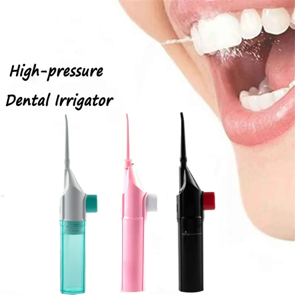 High Pressure Oral Irrigator Portable Oral Teeth Cleaner Tool Teeth Cleaning Dental Floss Manual High Pressure Water Toothpick