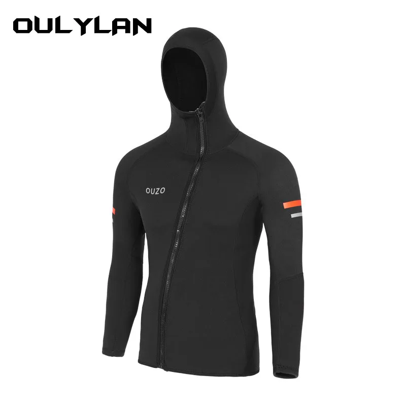 

Oulylan Snorkeling Dive Winter Swimming Wetsuit Jacket 1.5mm Front Zipper Diving Suit for Surfing Suit Keep Warm Hoodie