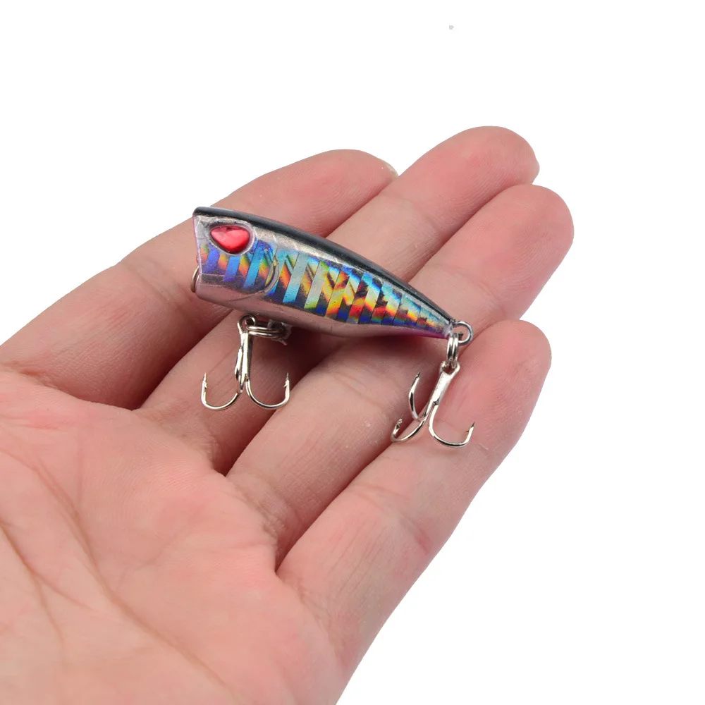 

1 шт. рыболовные приманки 4 см 3,3 г Topwater Popper Bait 11 цветов жесткая приманка искусственные воблеры пластиковые рыболовные снасти с 12 # Крючки