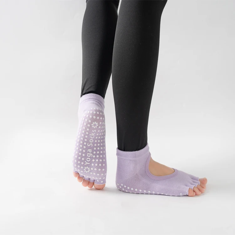 Frauen rücken freie Fünf-Zehen-Yoga-Socken rutsch feste Baumwolle Damen tanzen Balletts ocken öffnen halb atmungsaktive Fitness-Sports ocke für Pilates – Detail 17