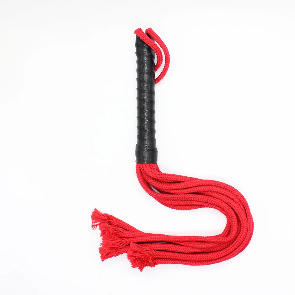 Chicote De Cavalo De Corda De Algodão, Flogger de couro PU, Equipamento de corrida, Cavalo de palmada, 48cm