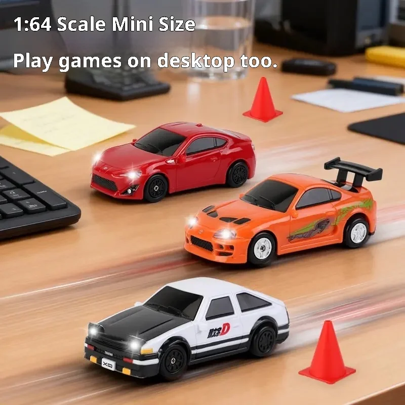 

1: 64 Simulation Mini 2.4g Rc Remote Control Car Desktop Rc Drift Car Cool Lights Boy Racing Remote Control Toy Birthday Gift