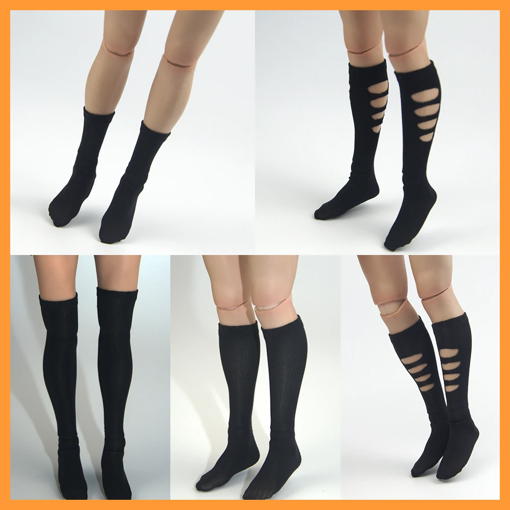 1/6 Scale Male Female Soldier Short Socks Overknee High Stockings Mid Length Hollow Socks for 12-inch Action Figure Body Model