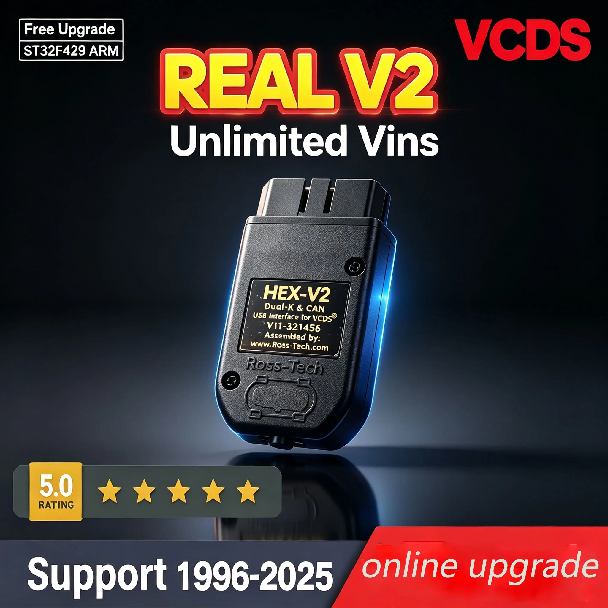 NEW VCDS Scan HEX V2 VAG COM V2 Interface, Multi-Language Car Diagnostic Scanner AUTOCOM for V-W Au-di Skod-a S-eat
