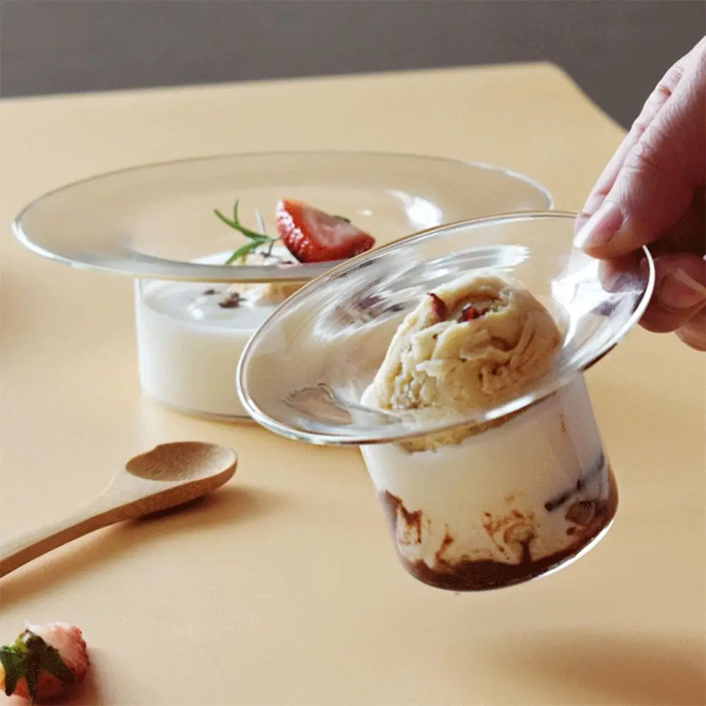 Dessert Werkzeug Transparente Glas Schüssel Dekorative Strohhut Geformt Obst Salat Platte Haushalt Saft Tasse Wein