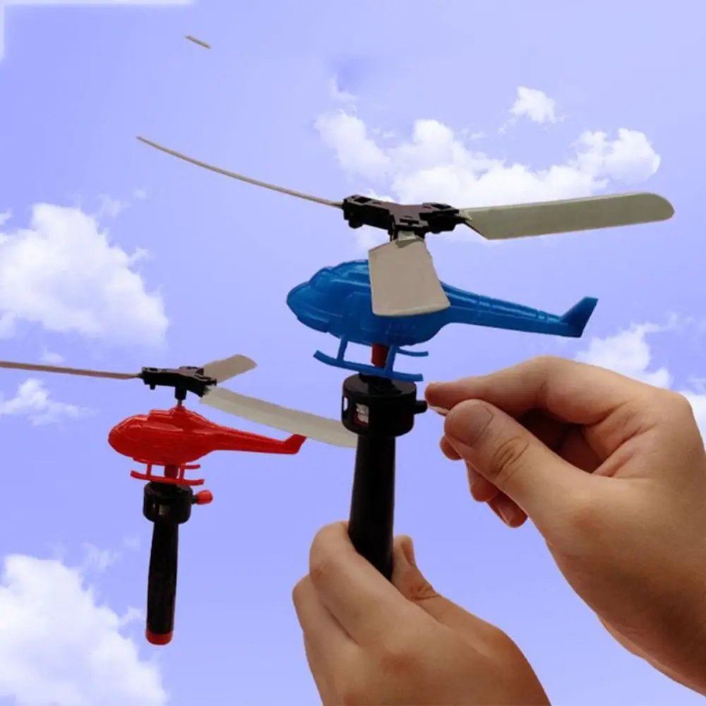 Z rączką kabla do kresek zabawka-helikopter s do startu zabawka do kresek sznurkiem zabawka-helikopter Mini zabawny prezent dla dzieci