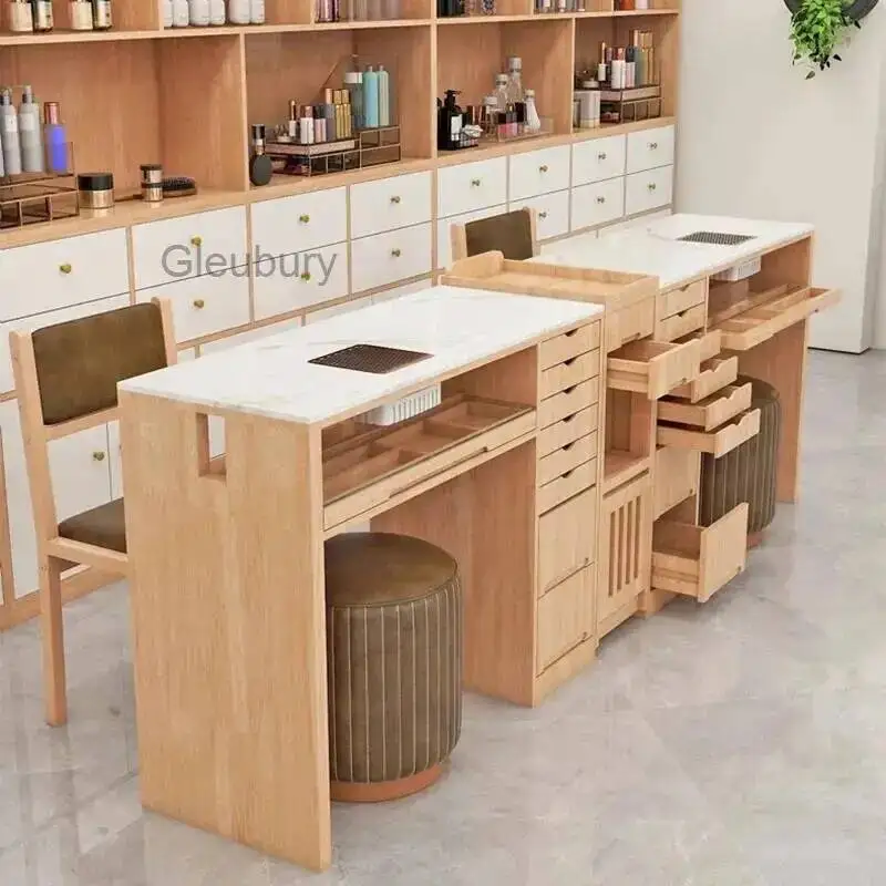Drawers Simple Retro Nail Table With Storage Trendy Elegant Nail Table With Dust Collector Design Muebles Manicurista Furniture