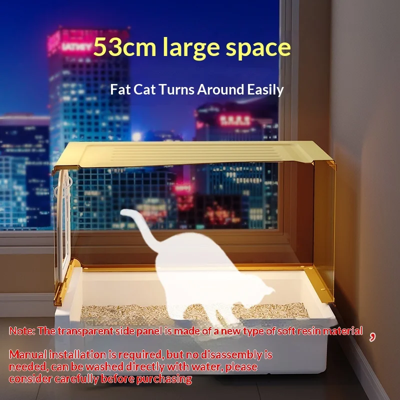 Caja de arena cerrada extra grande para gatos: anti-salpicaduras - imagen 3