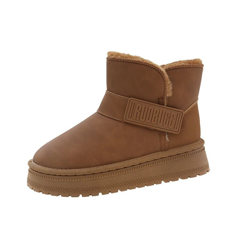 2026 Women's Thick Bottom Fleece Lined Snow Boots Winter Anti-slip Cotton Shoes Comfortable Warm Casual Flat Heel Boots 35-40
