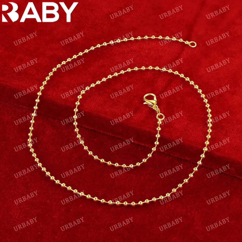 URBABY-Colliers de la présidence en or 18 carats pour hommes et femmes, collier de perles, bijoux fins, mode, vente en gros, 16 pouces, 18 pouces, 20 pouces, 22 pouces, 24 pouces, 26 pouces, 28/30 pouces, 2mm