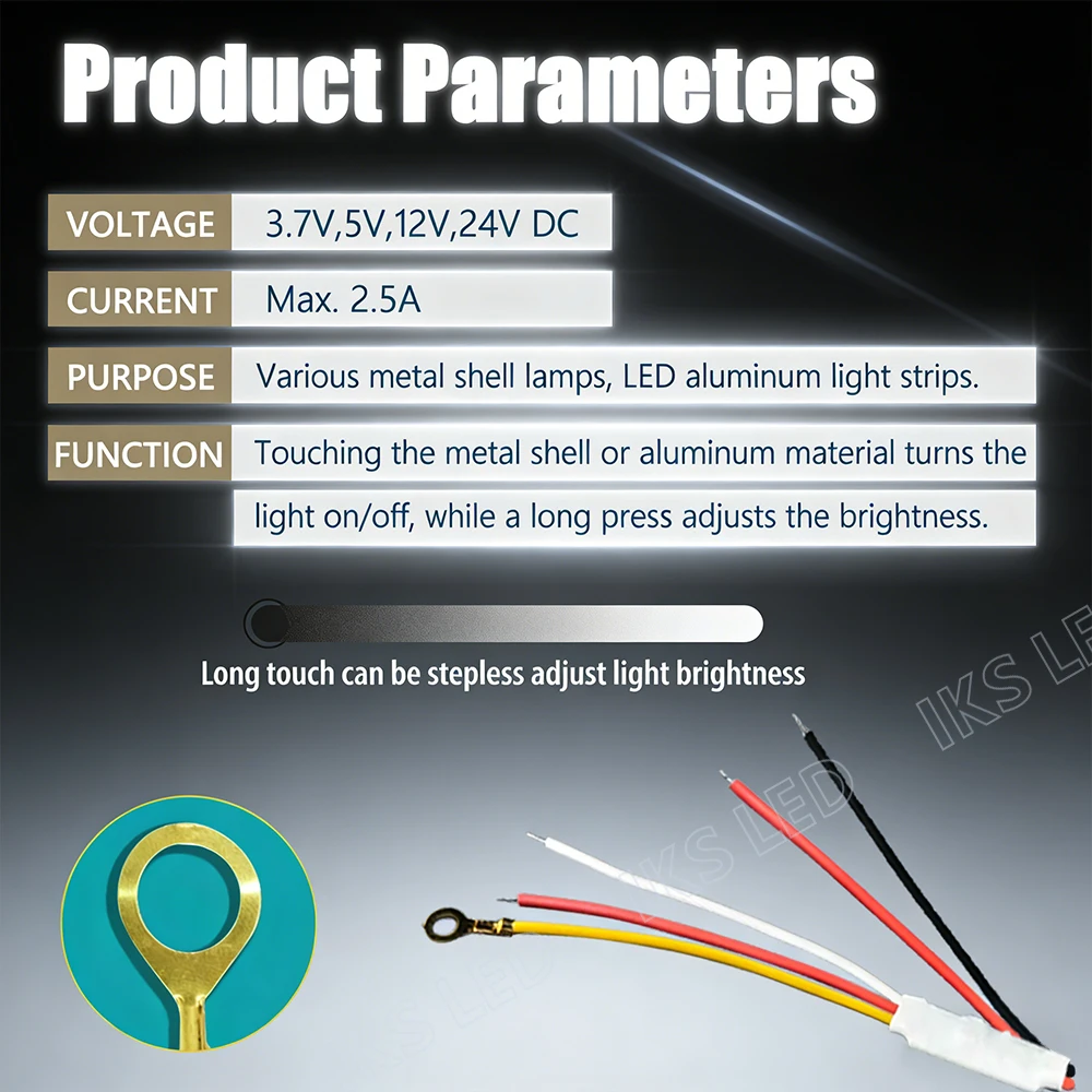 Metal Touch sensor Dimmer Switch Controller Brightness Stepless Dimmable Touch Dimmer For LED Strip Light