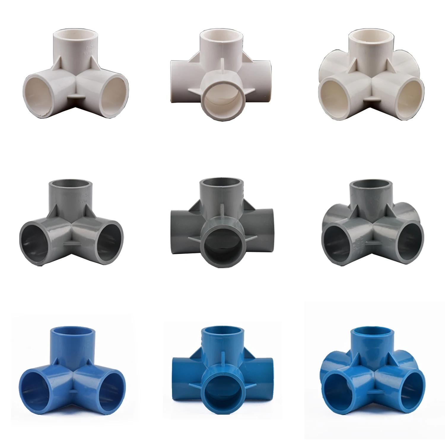 Inside Diameter 20/25/32mm 3-way/4-way/5-way 3D PVC Hose Connection Water Supply Pipe Fittings Equal Connectors Plastic Joints