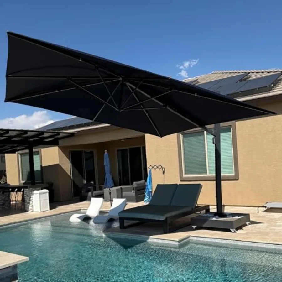 

13 Feet Square Patio Umbrella Large Outdoor Aluminum Offset Umbrella with 360-degree Rotation Cantilever Umbrella for Garden De