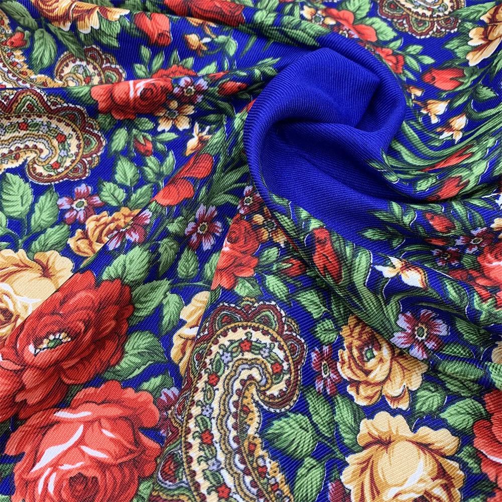 70*70cm Luxury Floral Print Bandana Square Scarf Female Headband Scarves Russian Ukrainian Handkerchief Babushka Head Wraps image 6