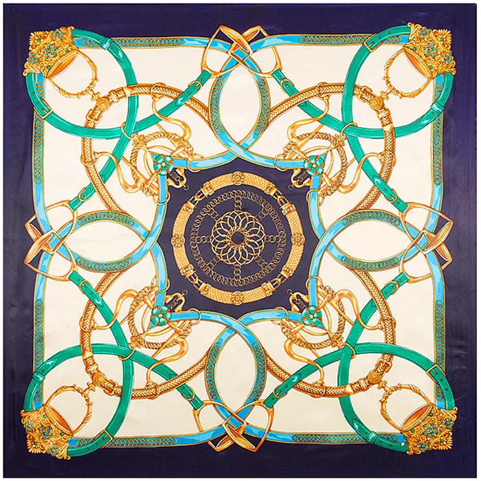 90cm European Imitation Silk Square Headscarf Belt Print Scarf Women's Shawl Bandana Female Head Hijabs