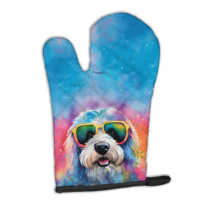 

Варетка для духовки в стиле Old English Sheepdog Hippie Dawg, термостойкая толстая варежка для духовки для горячих сковородок и духовки, кухонная варежка для защиты рук, повара