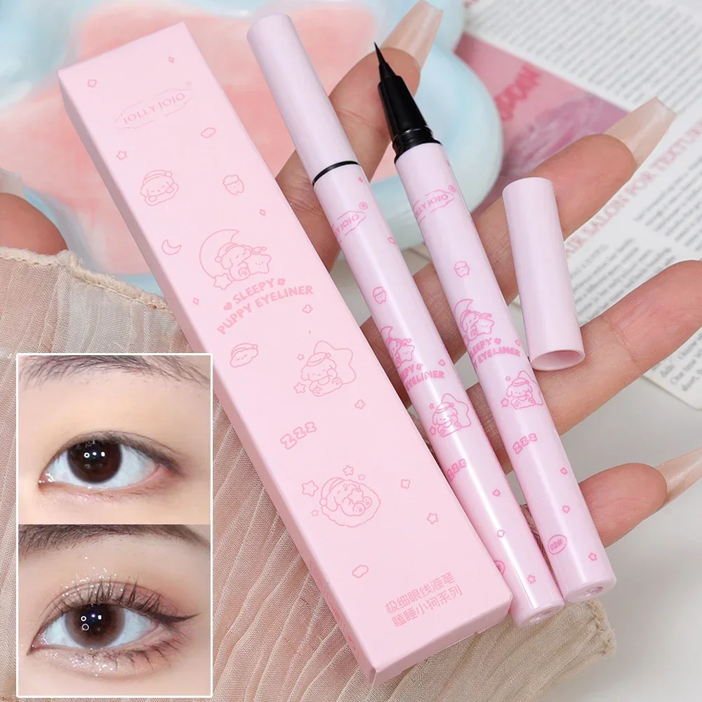 Ultra Thin Matte Liquid Eyeliner Eyelash Pen Waterproof Non Smudging Lasting Black Brown Lying Silkworm Eye Liner Eyes Makeup