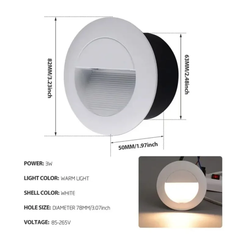 Outdoor IP65 Waterproof LED Step Light 3W Recessed Wall Lamp for Gardden Stair Corner Path Corridor Home Night Light 110V 220V