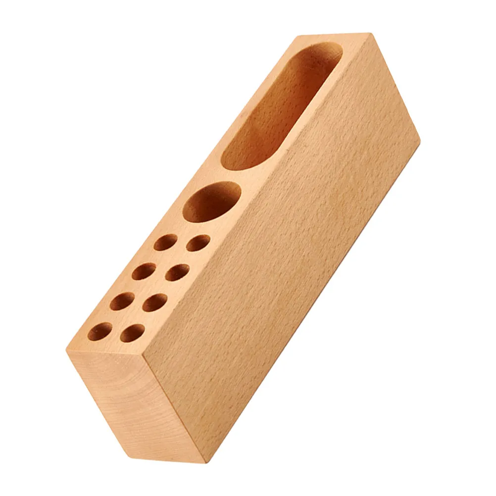 Desktop Solid Wood Pen Holder Creative Design Pencil Organizer Decorative Stationery Container Pen Storage Bucket for Office