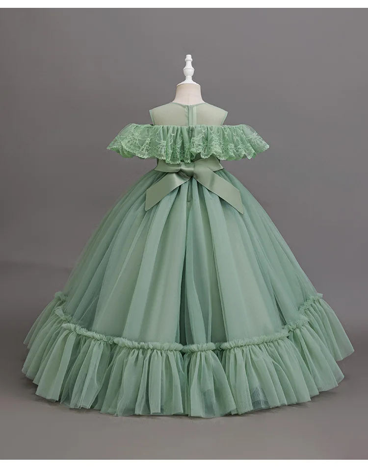 HETISO Kids Formal Evening Dresses for Birthday Party Elegant Children Girls Fluffy Long Luxury Pageant Prom Ball Gown 12 14Y