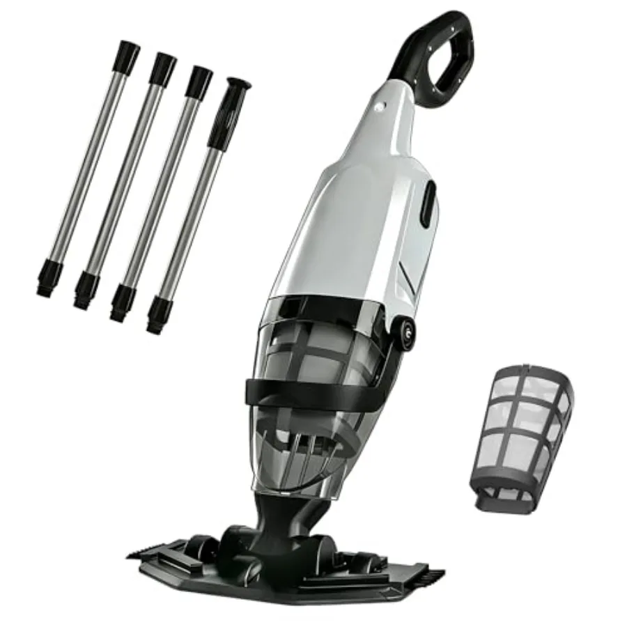 Cordless Handheld Pool Vacuum for Above Ground Pool Pool Cleaner with 18 GPM and 60-90 Mins 7.2 Feet Section Pole Ideal for Lea