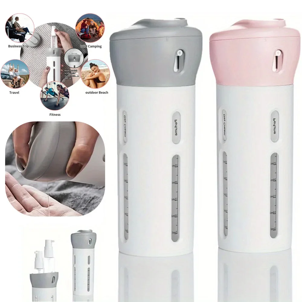 Travel Dispenser, 4 in 1 Lotion Shampoo Gel Travel Dispenser Shower Bottles Refillable Travel Bottles