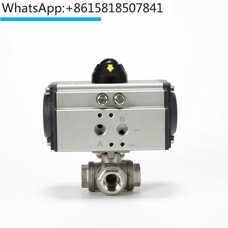 Q614F/Q615F pneumatic cylinder valve threaded three-way ball valve stainless steel DN15 20 25 40 50