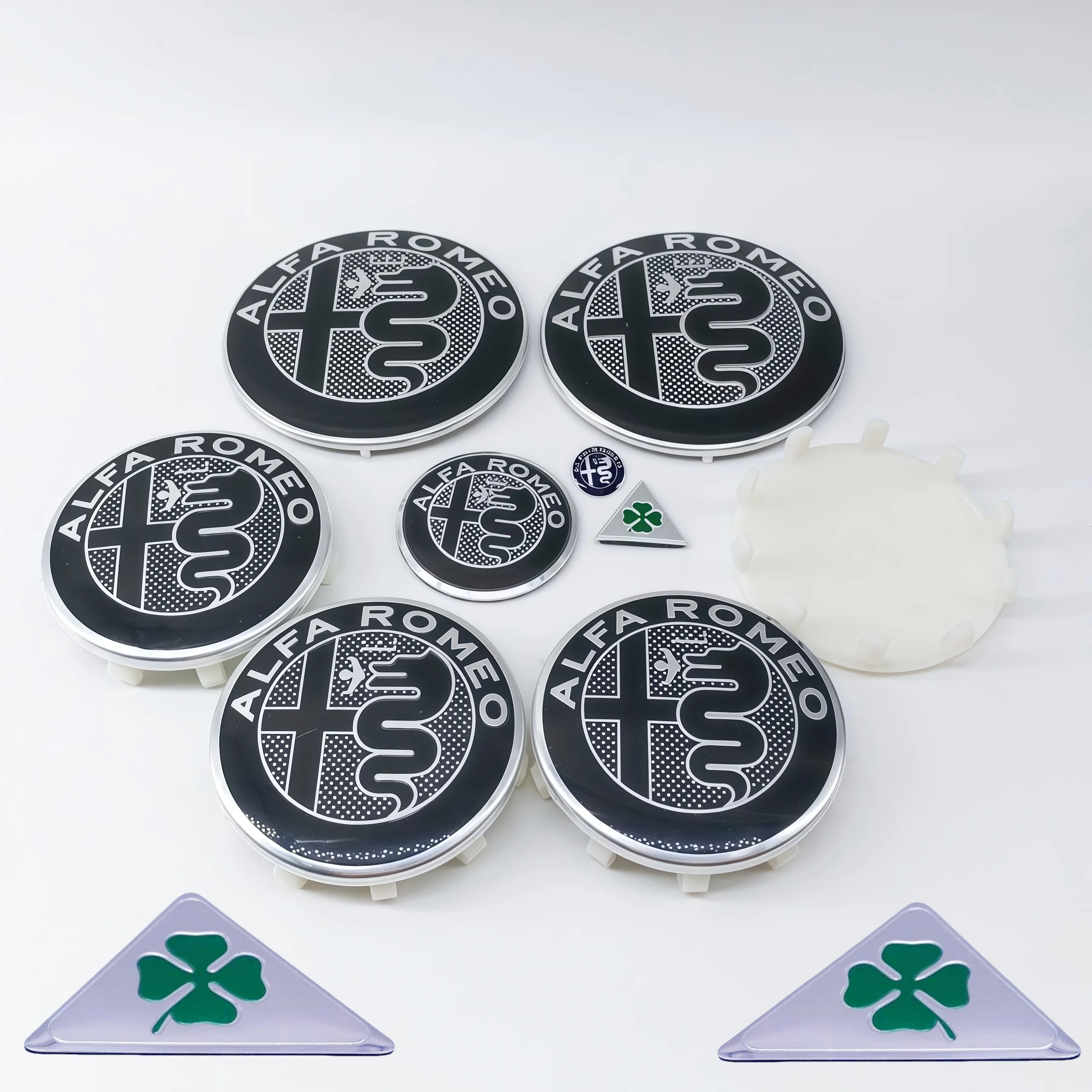 

11pcs 60mm 10pins 74mm GTAM Wheel Hub Cover Cap Key Stickers Steering Wheel Emblems for Alfa Romeo Auto Accessories Front Rear