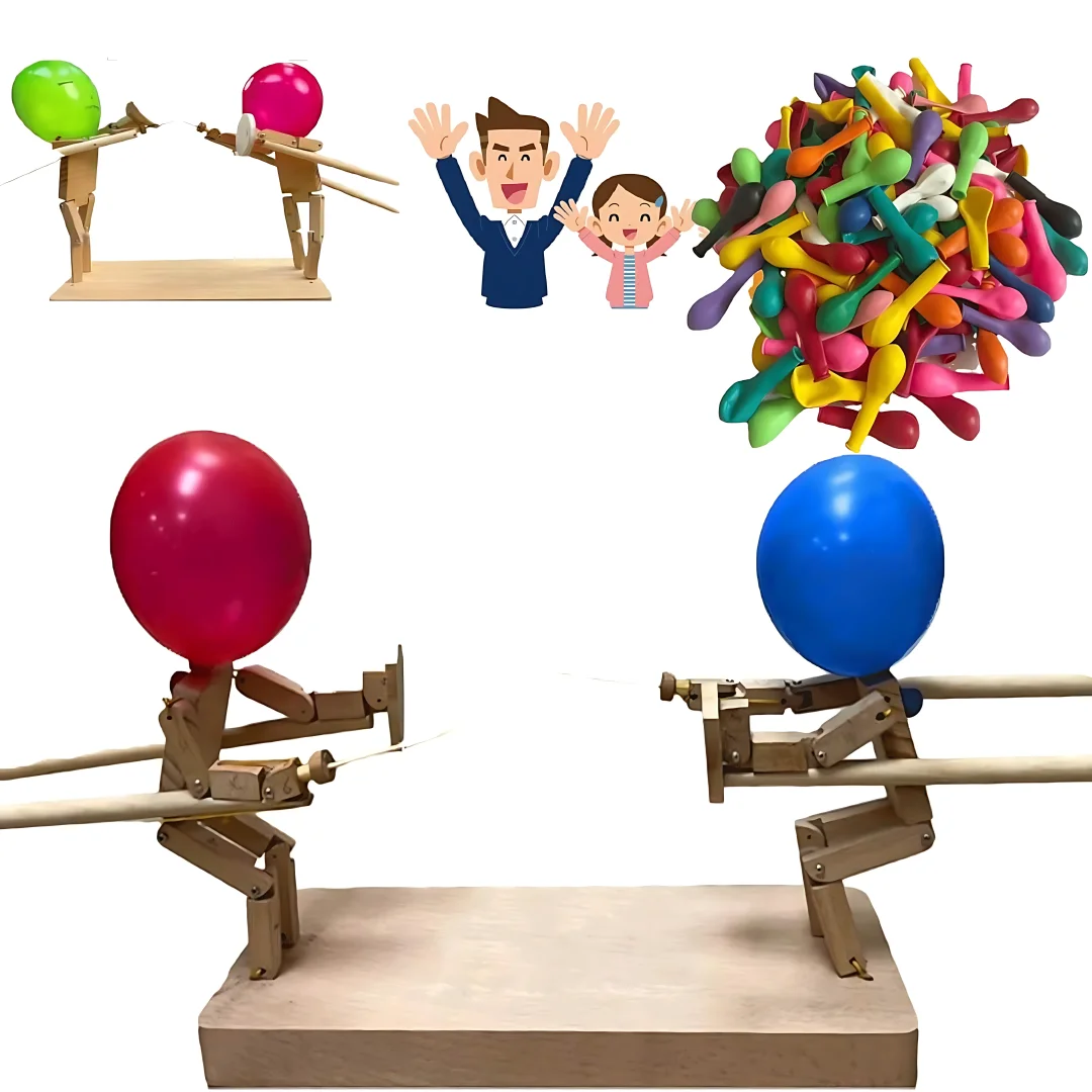 Ballon Bambus Mann Schlacht Holz Roboter Kampfspiel für zwei Familien sammeln Party Spiel Bambus Pk Puppe Set Kinder Geschenk