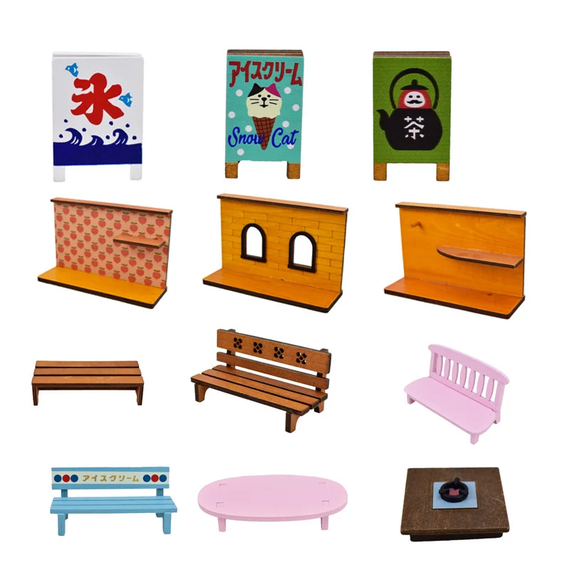 Zakka Apple Window Imitation Wood Background Shooting Prop Board Small Long Table Miniature Food Play Scene Decoration Bench Ice