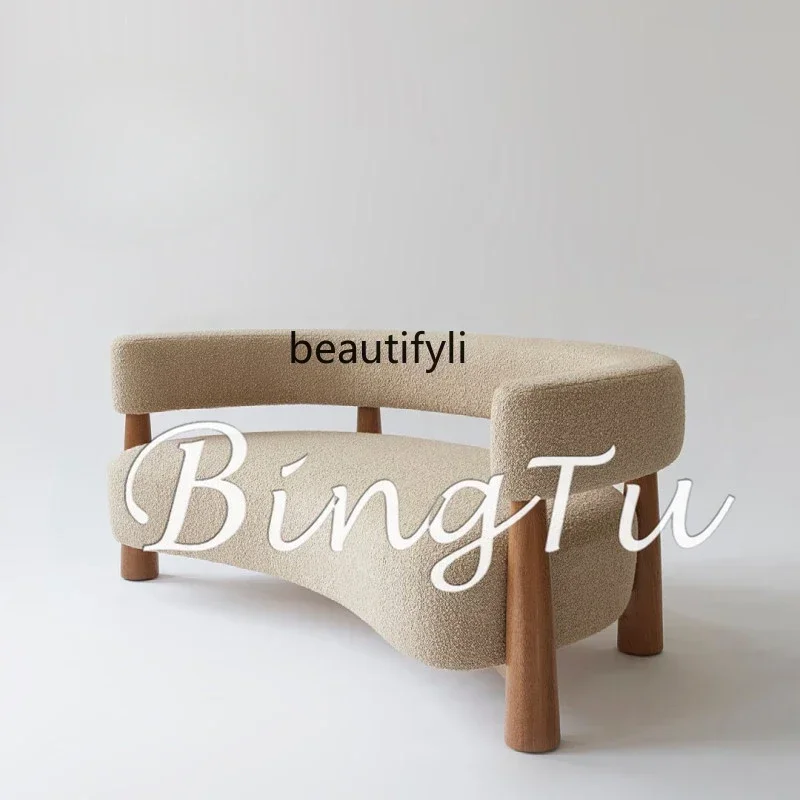 

Simple living room lamb wool retro B & B hotel living room leisure sofa