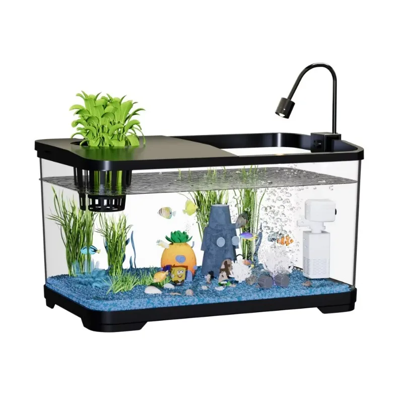 Aquarium filter oxygenated integrated rectangular ABS acrylic cartoon ecological landscape freshwater plant 60L S