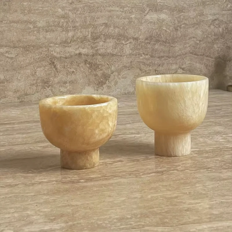 

D12.5 Light Luxury Natural Onyx Customized French Candlestick Model Room Jewelry Fruit Jewelry Bowl