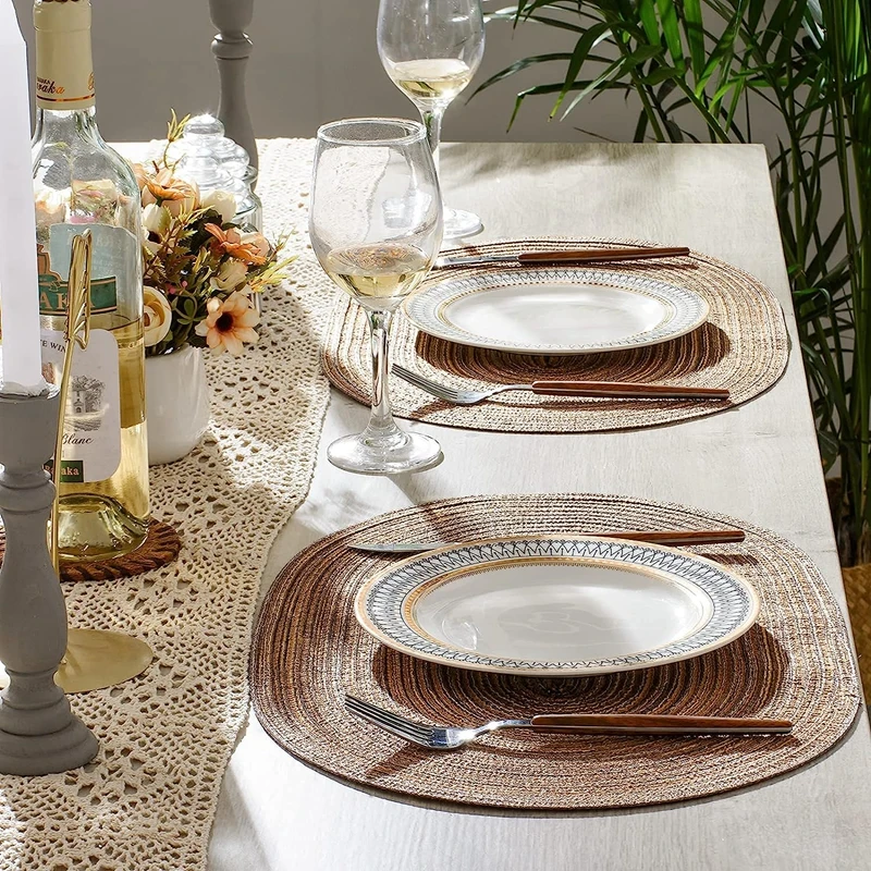 1/4/6/10PCS Oval Table Mats Braided Placemats for Dining Tables Natural Woven Oversized Place mats Set 테이블매트 салфетки на стол