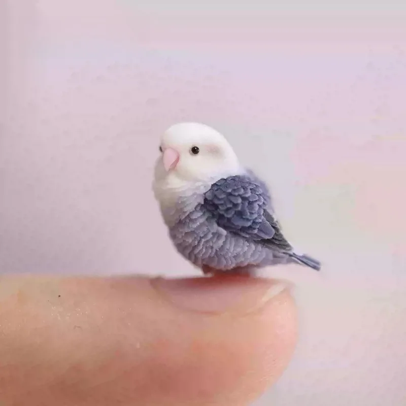 FallenVex Store Mini Purple‑Grey Lovebird Figurine, Tiny Parrot Model for OB11 BJD Dollhouse Scene Shooting Layout Ornament