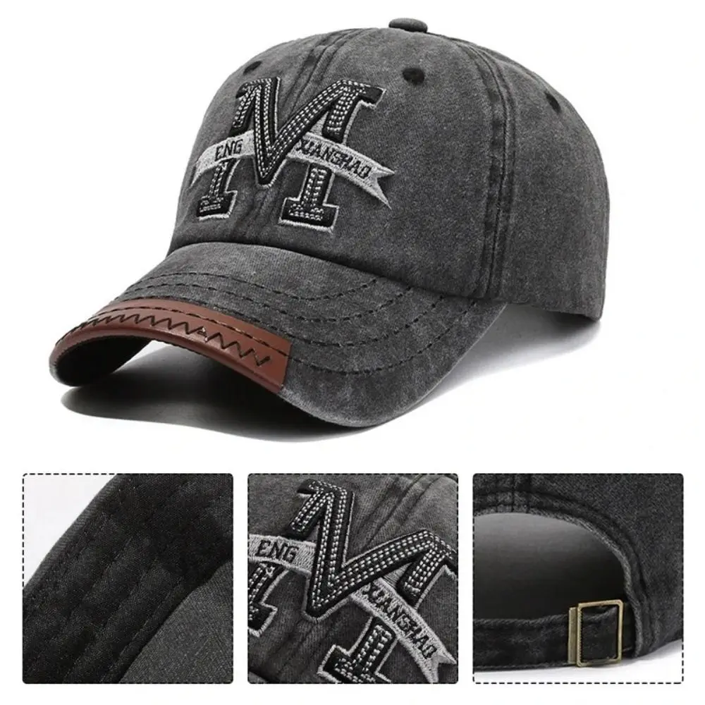 Washed Denim Letters Baseball Cap Men 3D Letter Vintage Hip Hop Hats Casual Embroidery Cotton Snapback Hat Outdoor Streetwear