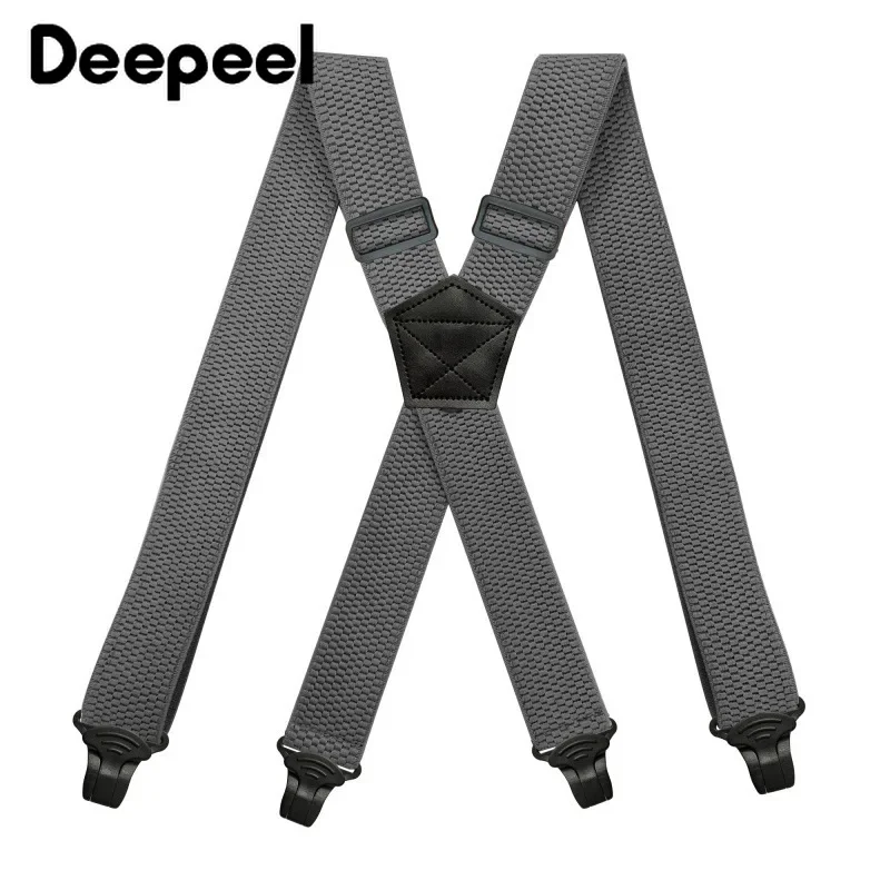 1Pc Deepeel 3.5*120cm Men Unisex Adult 4 Clip Suspenders Men's X Back Elastic Adjustable Wide Work Braces Stretch Male Jockstrap