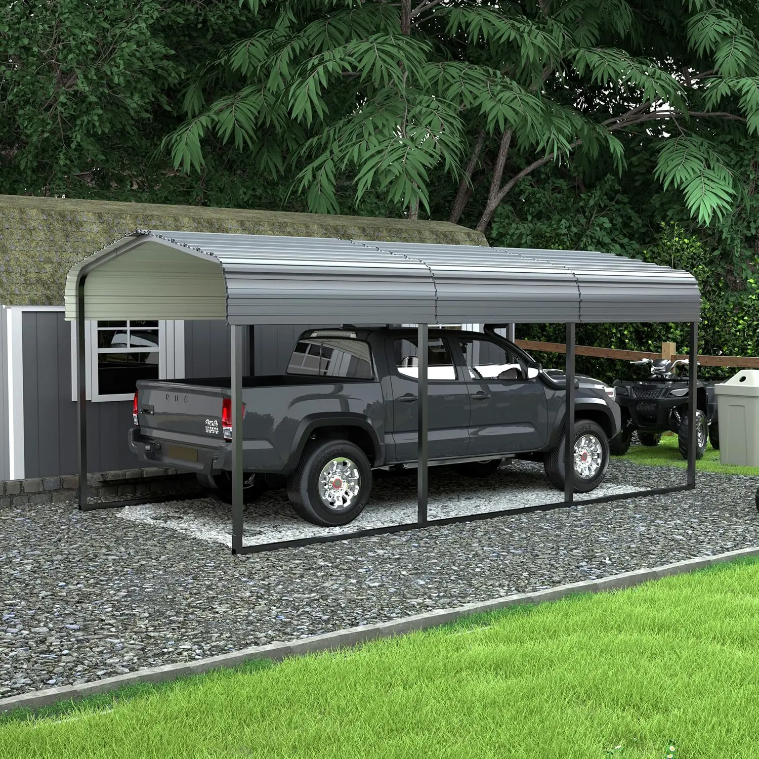 

Veikou 10'X15' Carport, Heavy Duty Car Port With Thicken Steel Roof, Upgraded Extra Large Carport Garage, Metal Carport Kits