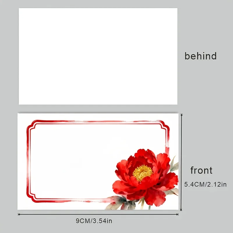 60pcs Chinese Border Message Card, Simple Blessing Card, Daily Gift Packaging Matching, Paper Message Card, Thank You Card
